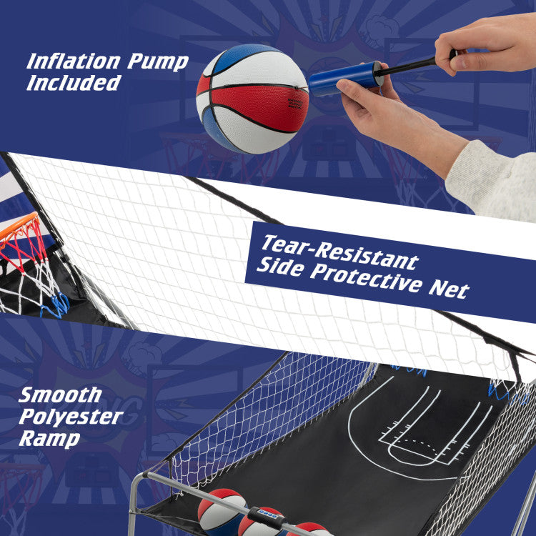 Dual Shot Basketball Arcade Game with 8 Modes and 4 Basketballs for Home Fun