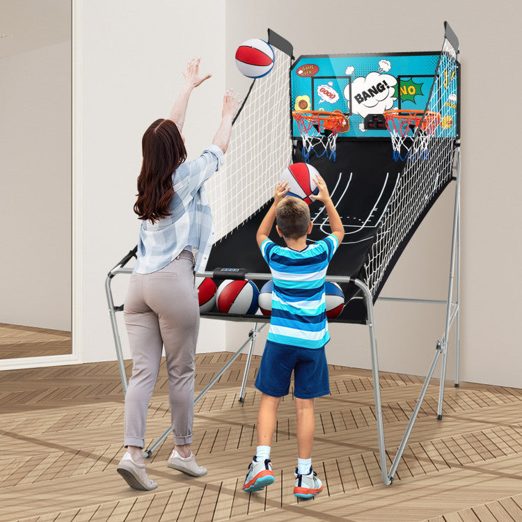 Dual Shot Basketball Arcade Game with 8 Modes and 4 Basketballs for Home Fun