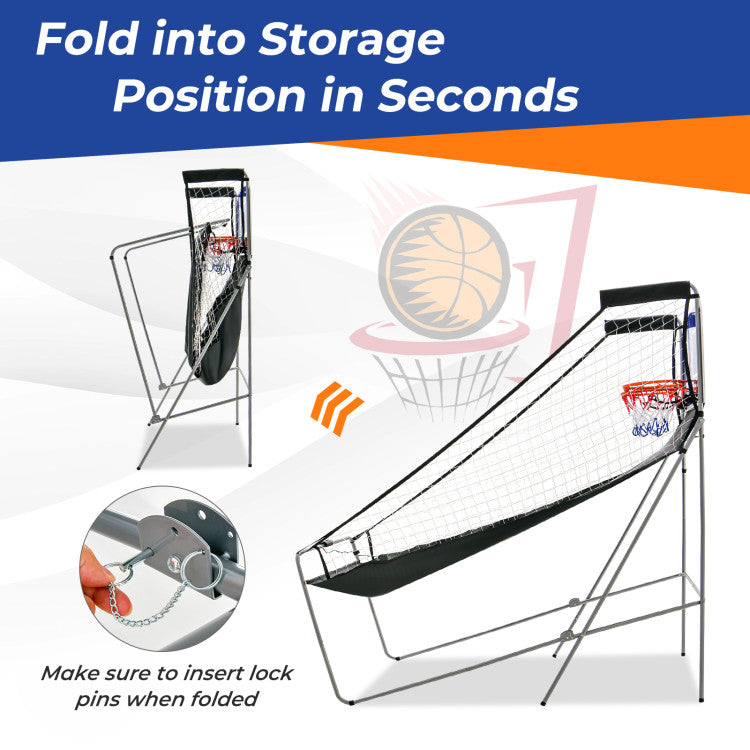 Dual Shot Basketball Arcade Game with 8 Modes and 4 Basketballs for Home Fun