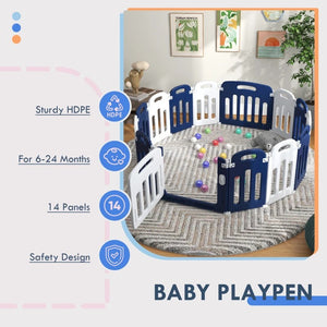 Foldable Baby Playpen with 18 Panels, 85"x57" Safety Play Yard for Babies & Toddlers Indoor/Outdoor