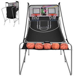Foldable Double Electronic Basketball Game Set with 4 Balls for Indoor Fun
