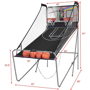 Foldable Double Electronic Basketball Game Set with 4 Balls for Indoor Fun
