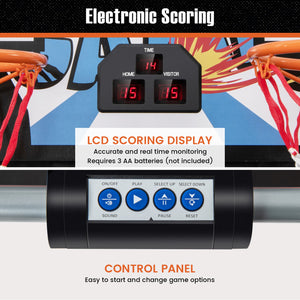 Foldable Dual Shot Basketball Arcade Game with Electronic Scoring for Kids