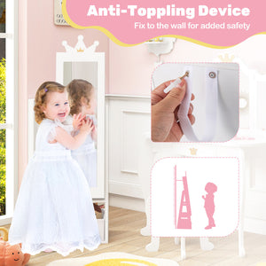 Full-Length Kids Jewelry Armoire Cabinet with Storage – Free-Standing Design