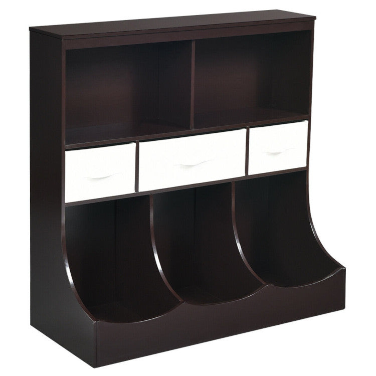 Freestanding Cubby Bin Storage Shelf Organizer Unit with 3 Baskets – Multi-Purpose Shelving