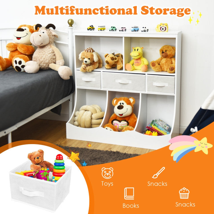 Freestanding Cubby Bin Storage Shelf Organizer Unit with 3 Baskets – Multi-Purpose Shelving