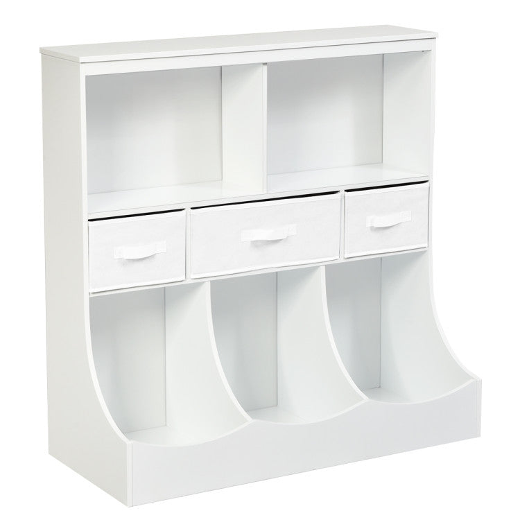 Freestanding Cubby Bin Storage Shelf Organizer Unit with 3 Baskets – Multi-Purpose Shelving