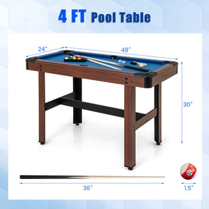 48-Inch Wooden Pool Table with Full Set of Balls – Ideal for Kids and Adults