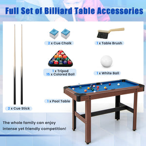 48-Inch Wooden Pool Table with Full Set of Balls – Ideal for Kids and Adults