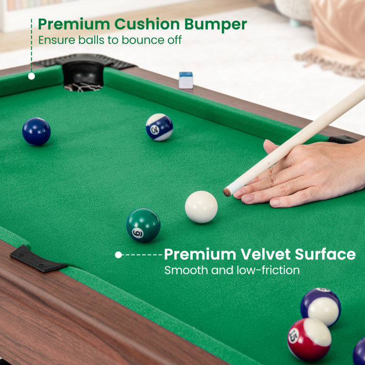 48-Inch Wooden Pool Table with Full Set of Balls – Ideal for Kids and Adults