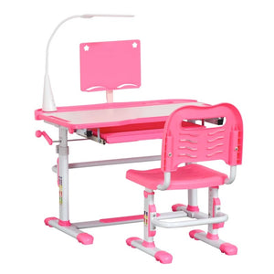 Height Adjustable Kids Desk & Chair Set with Tilt Desktop, LED Light & Storage