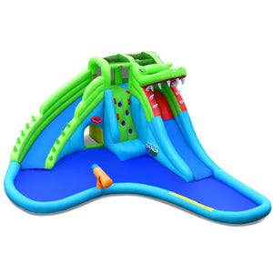Inflatable bounce house with water slide and splash