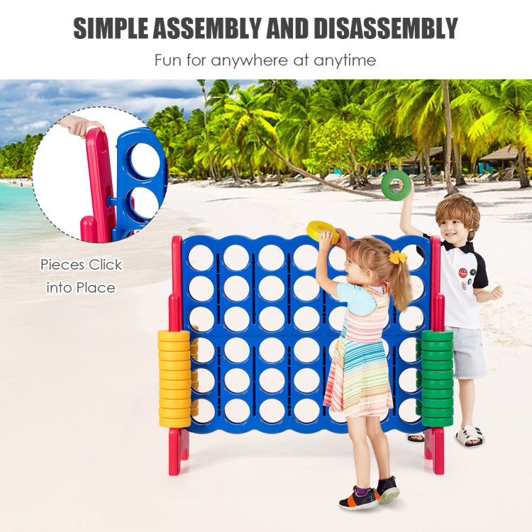 Jumbo 4-in-a-Row Giant Game Set with 42 Large Rings and Quick-Release Slider