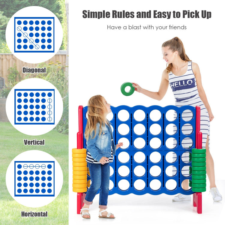 Jumbo 4-in-a-Row Giant Game Set with 42 Large Rings and Quick-Release Slider