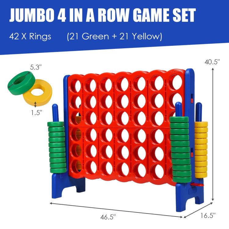 Jumbo 4-in-a-Row Giant Game Set with 42 Large Rings and Quick-Release Slider