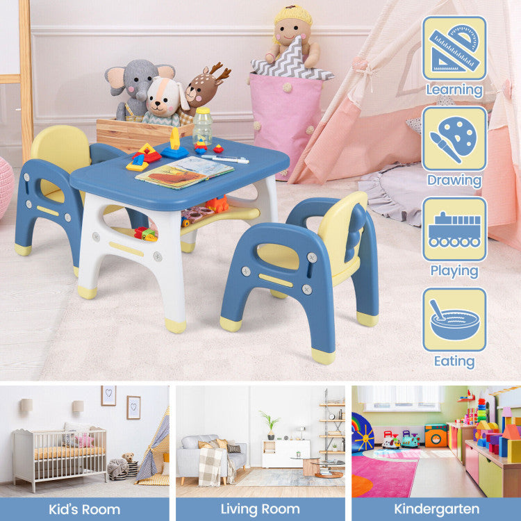 Kids Table and Chair Set with Storage Shelf and Building Blocks – Fun & Functional