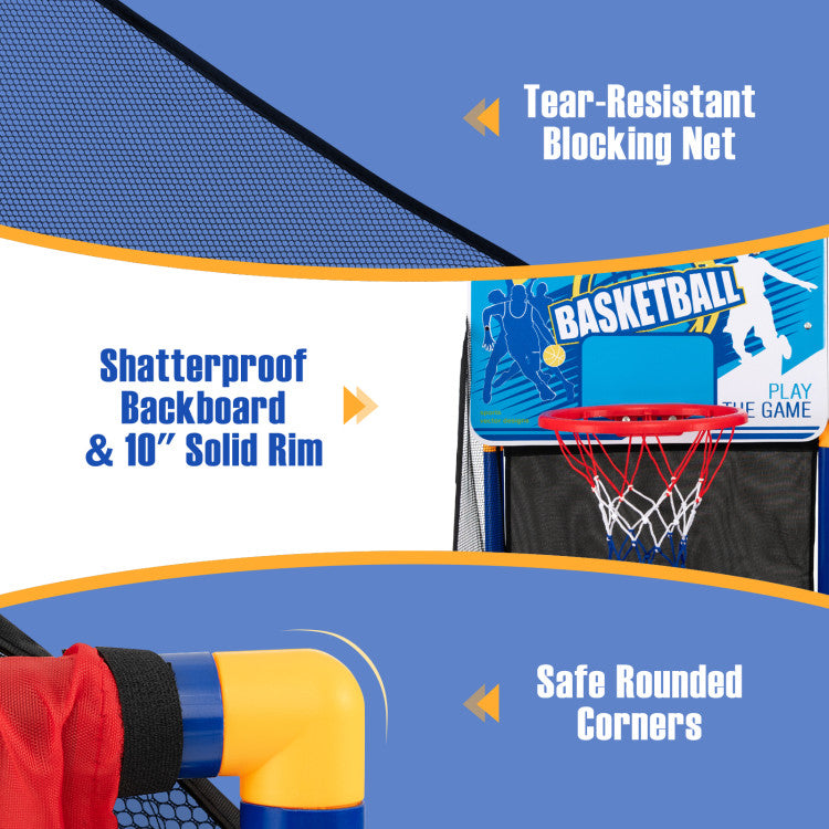 Kids Arcade Basketball Game Set with 4 Balls and Pump – Indoor Basketball Hoop Toy