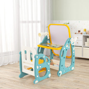 Kids Art Easel with Chair and 3-Level Adjustable Whiteboard for Creative Play