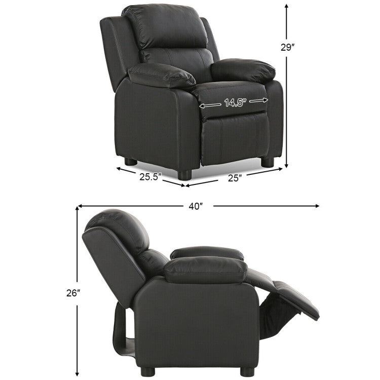 Kids Deluxe Recliner Sofa Chair with Headrest and Storage Arms – Perfect for Children