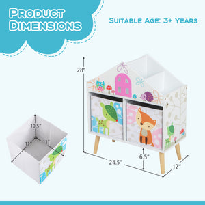 Kids House-Shaped Bookshelf with 2 Storage Bins for Kids' Room and Playroom Storage