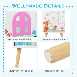 Kids House-Shaped Bookshelf with 2 Storage Bins for Kids' Room and Playroom Storage