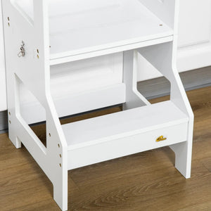 Kids Kitchen Step Stool & Table Set - 2-in-1 Toddler Standing Tower with Chalkboard & Safety Rail