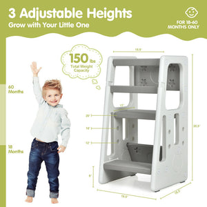 Kids Kitchen Step Stool with Double Safety Rails – Safe & Sturdy Toddler Helper