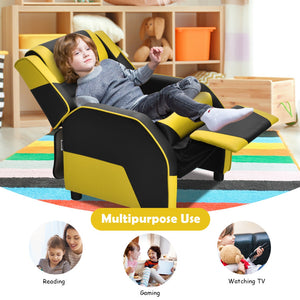 Kids PU Leather Gaming Recliner Sofa with Headrest & Footrest – Youth Chair