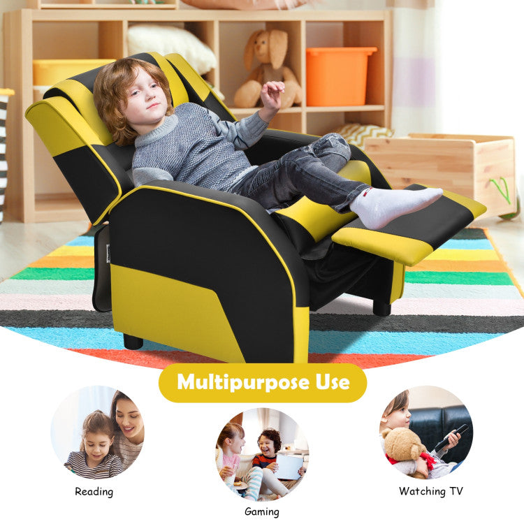 Kids PU Leather Gaming Recliner Sofa with Headrest & Footrest – Youth Chair