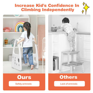 Kids Step Stool with Armrest for Kitchen, Toilet, Potty Training - Learning Helper