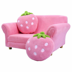 Kids Strawberry Armchair Sofa with 2 Adorable Strawberry Pillows – Cozy Seating