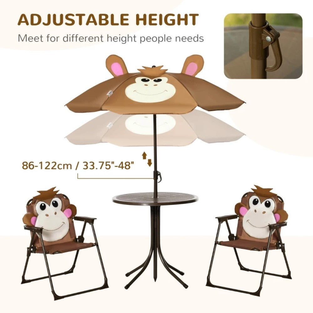 Kids Table and Chair Set with Adjustable Umbrella – Outdoor Picnic Furniture for Ages 3-6