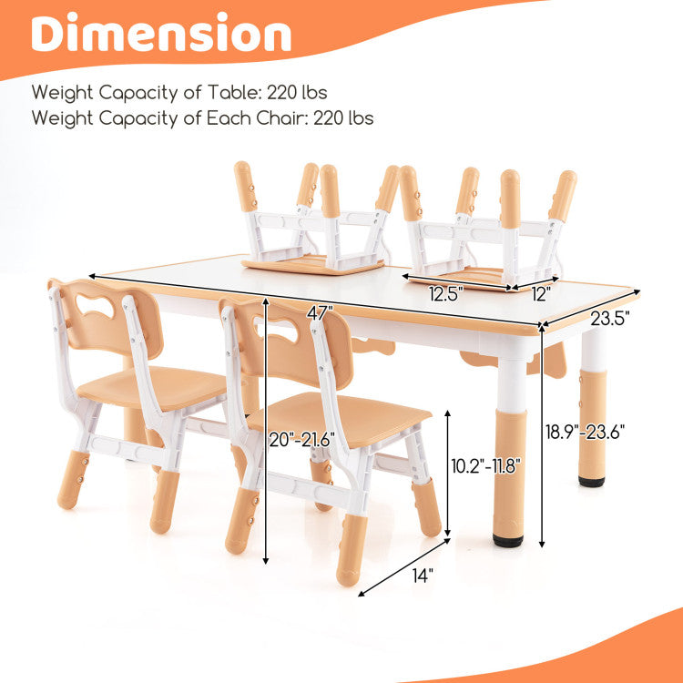 Kids Table and Chairs Set for 4 with Graffiti Desktop – Durable & Fun Furniture