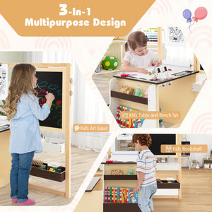 Kids Wooden Art Center Table and Bench Set – Creative Workspace for Toddlers and Children
