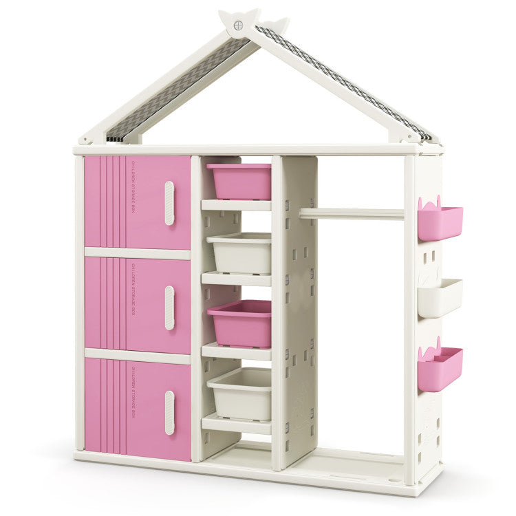 Kids Costume Storage Closet Organizer with Bins, Shelves & Side Baskets – Ideal for Kids’ Room