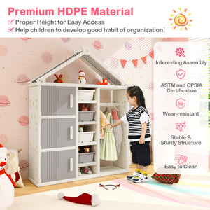 Kids Costume Storage Closet Organizer with Bins, Shelves & Side Baskets – Ideal for Kids’ Room