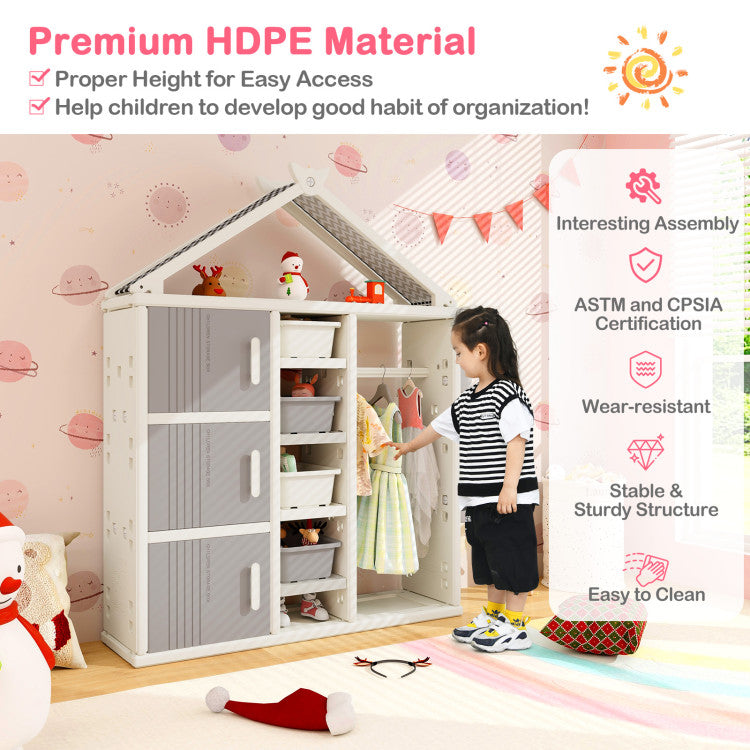 Kids Costume Storage Closet Organizer with Bins, Shelves & Side Baskets – Ideal for Kids’ Room