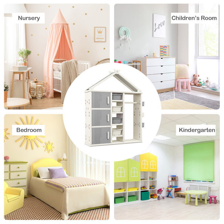 Kids Costume Storage Closet Organizer with Bins, Shelves & Side Baskets – Ideal for Kids’ Room