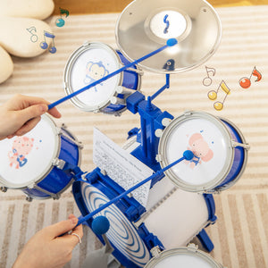 Kids Drum Set Educational Percussion Musical Instrument Toy with Bass Drum