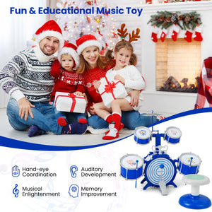 Kids Drum Set Educational Percussion Musical Instrument Toy with Bass Drum