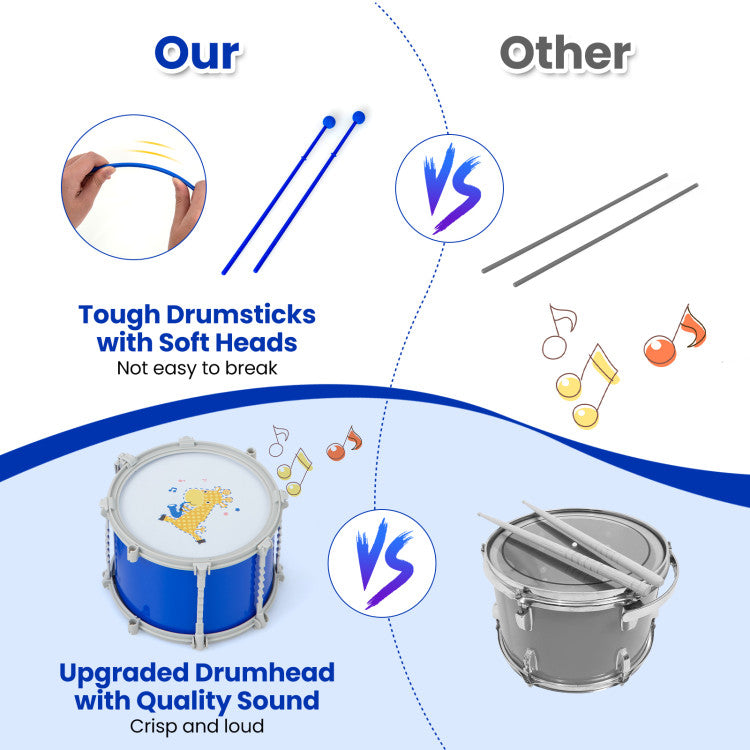 Kids Drum Set Educational Percussion Musical Instrument Toy with Bass Drum