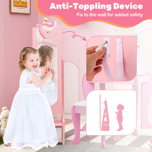 Kids Jewelry Armoire with Storage & Adjustable Tilt Mirror – 2 Angles