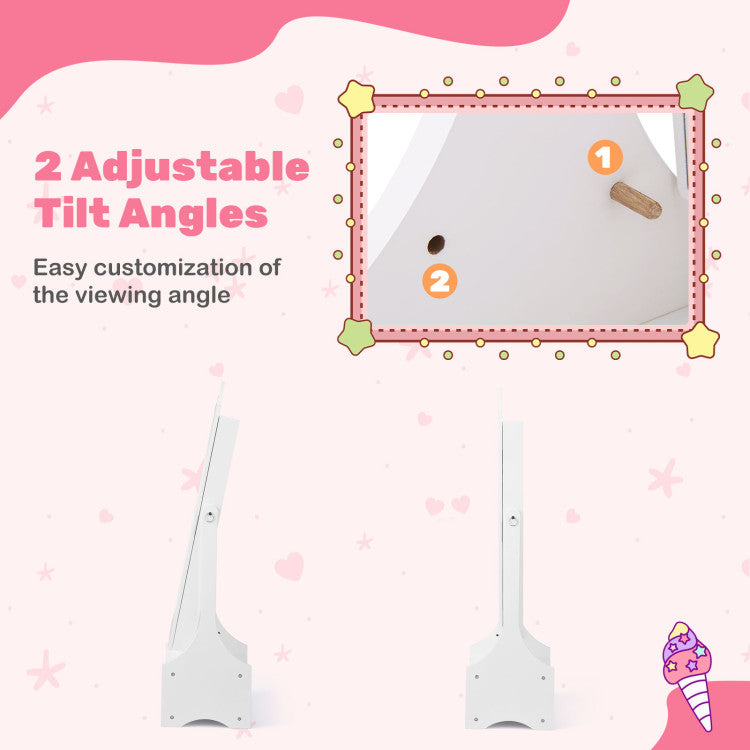 Kids Jewelry Armoire with Storage & Adjustable Tilt Mirror – 2 Angles