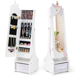 Kids Jewelry Armoire with Storage & Adjustable Tilt Mirror – 2 Angles