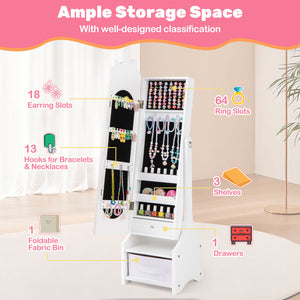 Kids Jewelry Armoire with Storage & Adjustable Tilt Mirror – 2 Angles