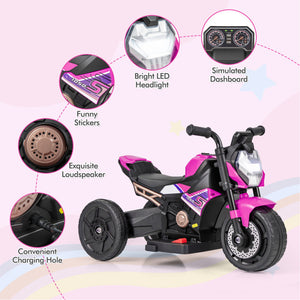 6V Kids Ride-On Motorcycle with Detachable Training Wheels, Battery-Powered Motorbike