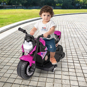 6V Kids Ride-On Motorcycle with Detachable Training Wheels, Battery-Powered Motorbike