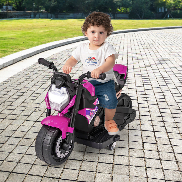 6V Kids Ride-On Motorcycle with Detachable Training Wheels, Battery-Powered Motorbike