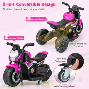 6V Kids Ride-On Motorcycle with Detachable Training Wheels, Battery-Powered Motorbike