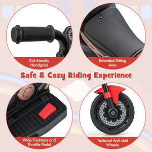 6V Kids Ride-On Motorcycle with Detachable Training Wheels, Battery-Powered Motorbike